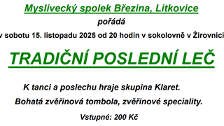 Tradiční poslední leč 15. 11. 2025